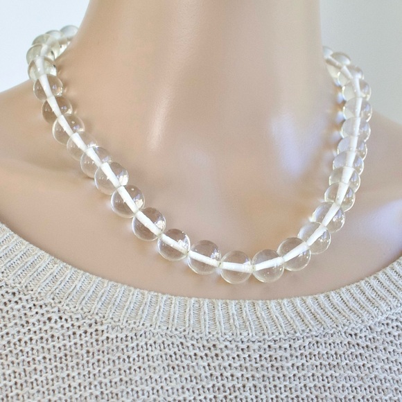 Vintage Clear Glass Orb Beaded Necklace Pools of Light Style - Picture 2 of 8
